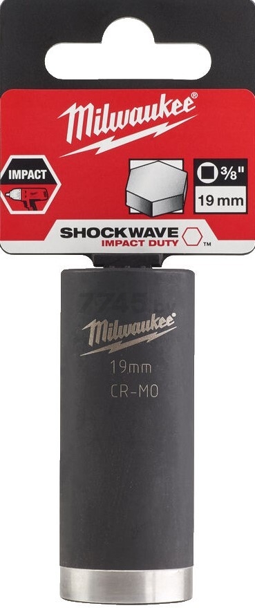 Головка ударная 3/8 19 мм 6 граней удлиненная MILWAUKEE Shockwave (4932478031) - Фото 2